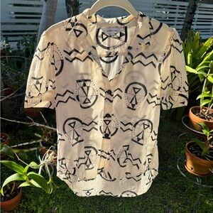 Cream and Black Patterned Shirt